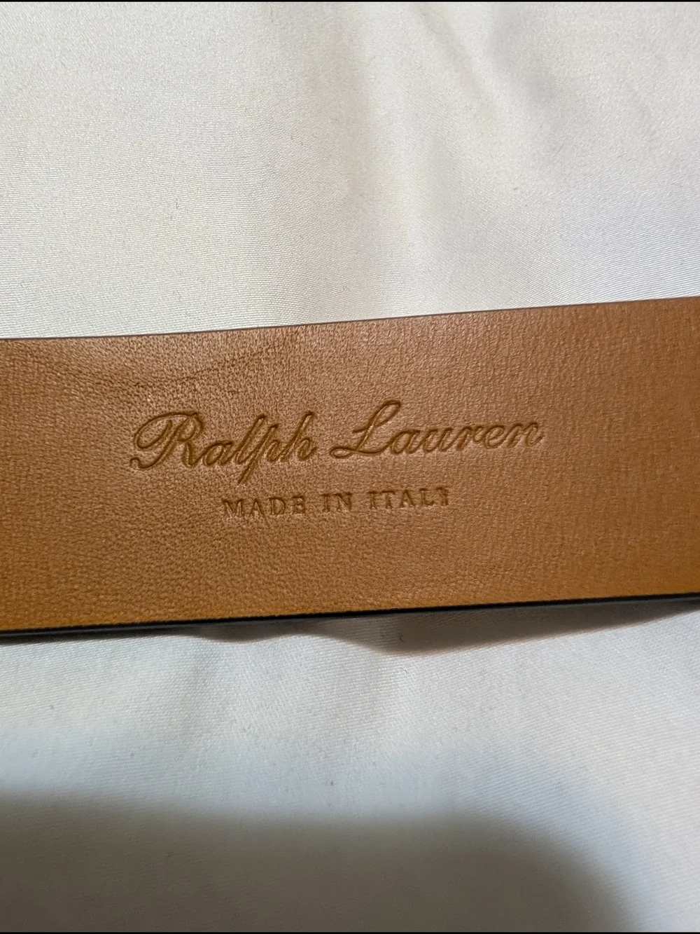 Ralph Lauren Double RL Two-Tone Brown Leather Belt with Dark Edge